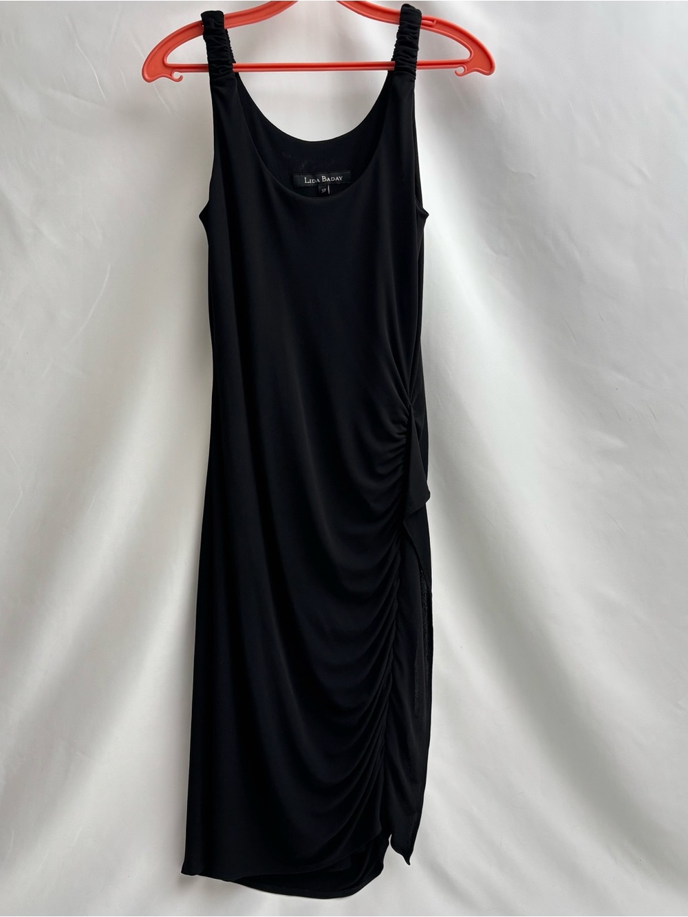 Vintage Lida Baday Evening - Made in Canada - Black Stretch Ruched Size S Dress